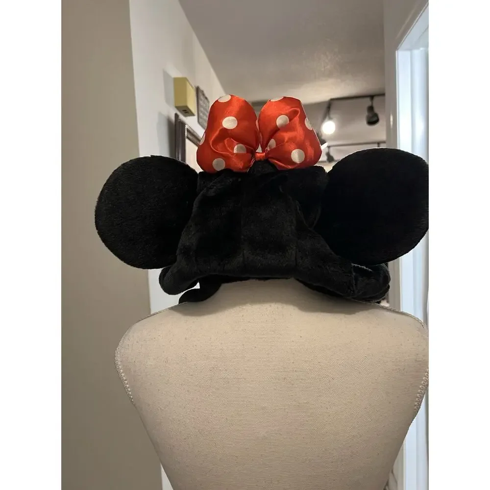 Disney Parks Minnie Mouse Polka dots Bow Plush Hat Ears w Scarf Mittens One Size - Picture 4 of 7